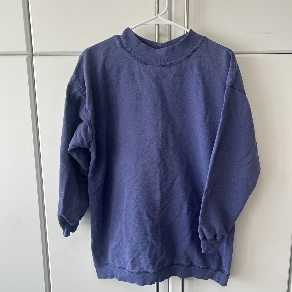 Hot Cotton Vintage Purple Mock Neck Sweatshirt Made in USA Small
